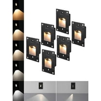 6 Pack LED Vertical 5CCT Step Lights, Replaceable Magnetic Faceplat Indoor Stair Light, Dimmable, Black