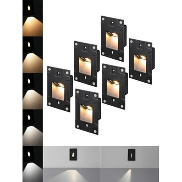 6 Pack LED Vertical 5CCT Step Lights, Replaceable Magnetic Faceplat Indoor Stair Light, Dimmable, Black