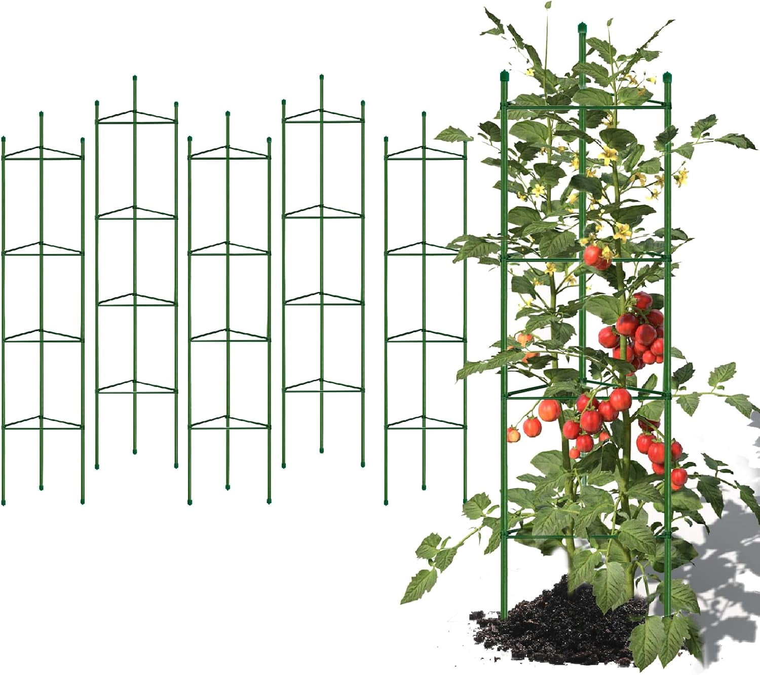 6 Pack 5ft Tomato Cage for Garden Plant Support, Garden Stakes Tomato Cage, Tomato Cages Plant Stakes for Climbing Plants