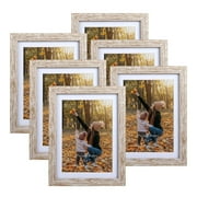 6 Pack 5x7 Picture Frame Set Matted to Display Photos 5x7 with Mat or 6x8 without Mat for Wall and Tabletop Decoration,Gray