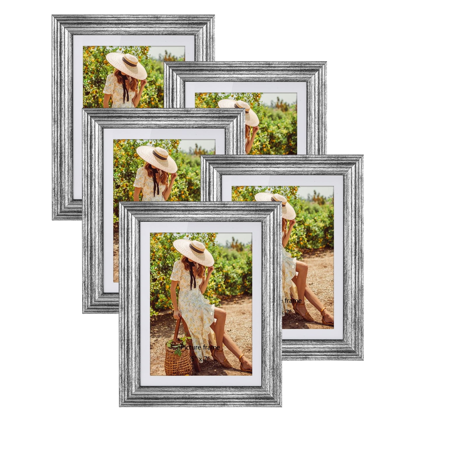 6 Pack 5x7 Silver Photo Frames for Wall & Tabletop Display, Home Style