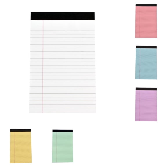 6-Pack 5x8 Inch Colored Writing Notepads, 30 Sheets per Pad, Perforated Memo Pads with Narrow Spacing for Office, Business, and Daily Lists (Assorted Colors)