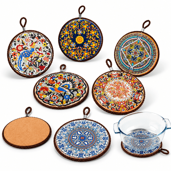 6 Pack 6.7 Inch Ceramic Trivets For Hot Dishes, Pots And Pans