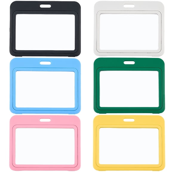 6 Pack 6 Colors 3.2 x 4 Inch Name Badge Sleeve Horizontal Colorful Acrylic Rectangle Inserts Tags Resealable Holders Protector Accessories