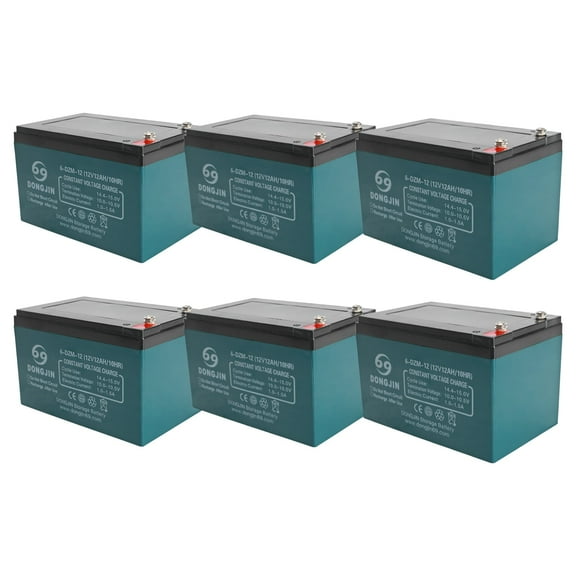 6 Pack 6-DZM-12 6DZM12 12V 12Ah Rechargeable Lead Acid Battery Nuts and Bolts for 72V Mobil Scooter Electric Go Kart Golf Cart Wheelchair Razor Dirt Quad Bike MX650 MX500 Motorcycle