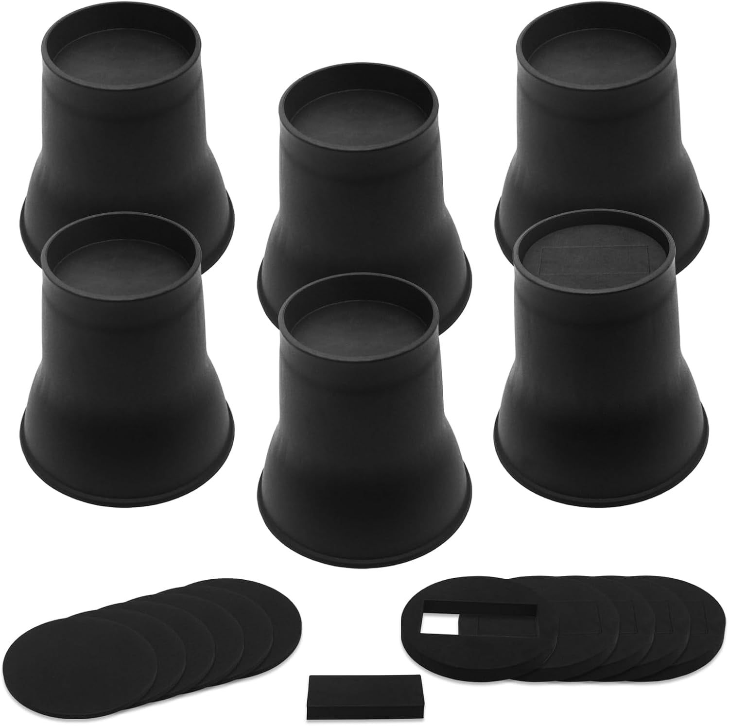 6 Pack 6 Inch Heavy Duty Black Bed Risers for Frame, Table, Couch, Desk ...