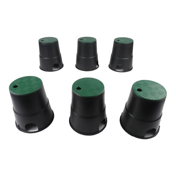 6 Pack 6-Inch PP Irrigation Valve Boxes With Anti-Slip Covers For Garden, Lawn And Yard Watering Systems, Weather-Resistant And Reinforced For Outdoor Use