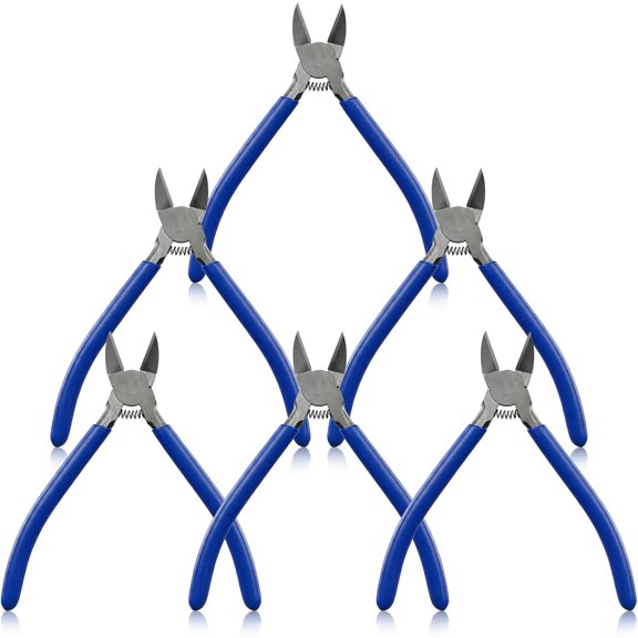 6 Pack 6 Inch Small Diagonal Flush Wire Cutters, Spring Loaded Side Cutting Dikes Snips Clippers, Precision Mini Cutting Pliers for Jewelry Making, Scale Models, Zip Ties & Thin Plastic Wire Trimming