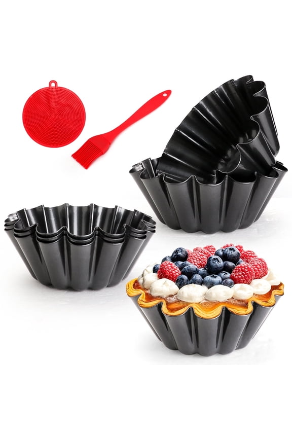 6 Pack Mini Pie Pans, 6.1 Inch Mini Pie Tins Heavy Duty Deep Quiche Pan, Carbon Steel Mini Tart Pan Nonstick Reusable Fluted Side