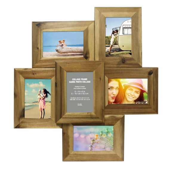 Studio Decor 6 Opening Natural 4" x 6" Collage Frame, 6 Pack