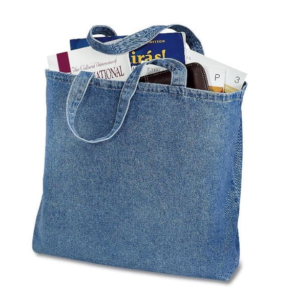(6 Pack) 6 Pack Heavy Cotton Denim Convention Reusable Tote Bag (Denim)