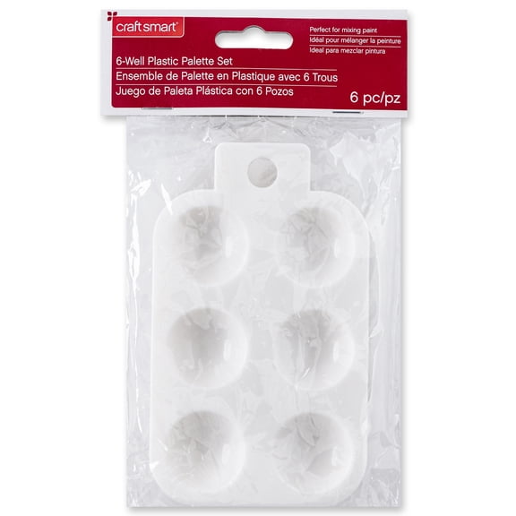 Craft Smart 6-Well Plastic Palette, 6 Pack