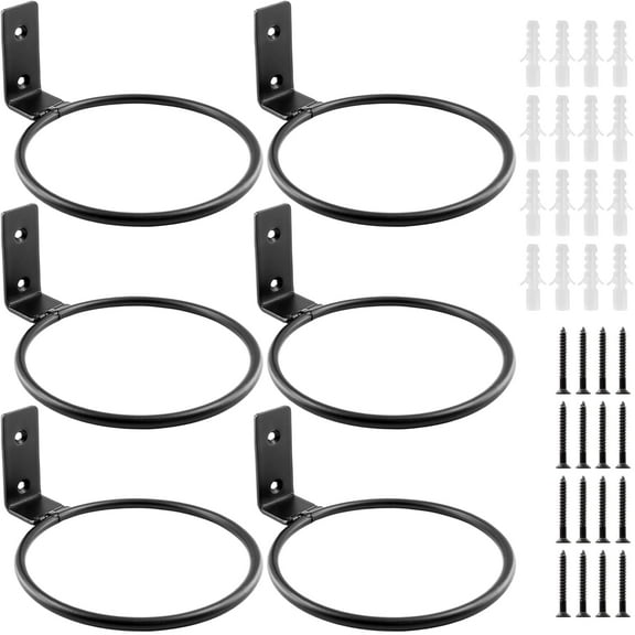 6 Pack 6 inch Flower Pot Holder Ring, Flower Pot Holder Ring Wall Mounted Set Wall Mounted Metal Planter Hanger Matte Black Hanging Plant Holder