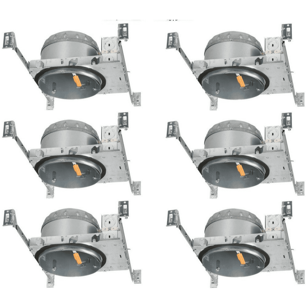 6 Pack 6" inch Shallow New Construction LED Recessed Lighting, 120V Line Voltage, IC Rated Housing, Airtight