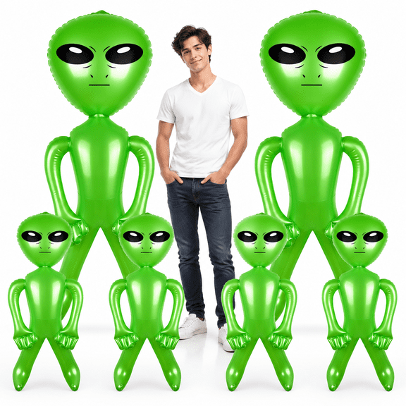 6 Pack 63 Inch Giant Inflatable Alien 31.5 Blow Up Green Balloon For Space Party Decorations Ufo Theme Spacesbirthday Eastermas Ho