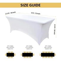 6-Pack 6ft White Spandex Table Covers for Rectangle Standard Folding Tables - Wrinkle Resistant Stretch Tablecloths - Ultimate Fitted Table Protector for Parties, Trade Shows, Wedding