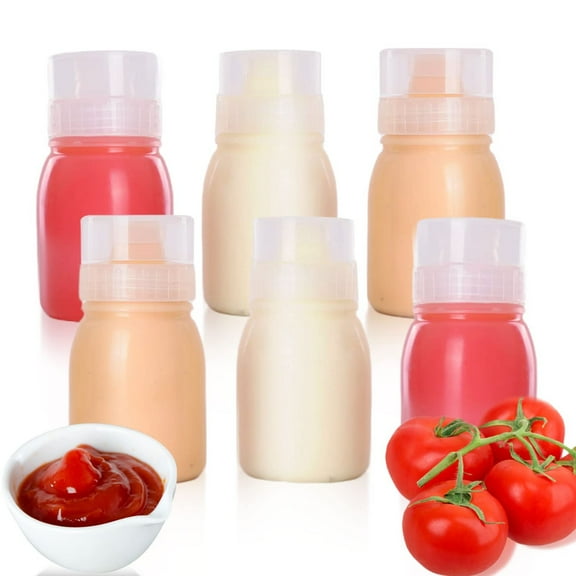 6 Pack 6oz Condiment Porous Squeeze Bottles, Small Salad Dressing & Sauce Container, Multi-nozzle Bottles