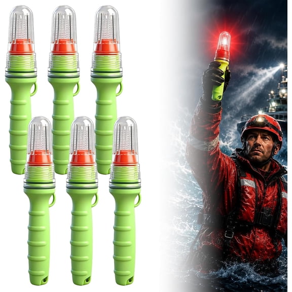 6 Pack 7.721.42 Inch IPX8 Waterproof LED Marine Signal Light, Auto Sensor Red Beacon with Steady & Flashing Mode, Boat Buoy Dock Emergency Warning Lamp for Outdoor Water Safety