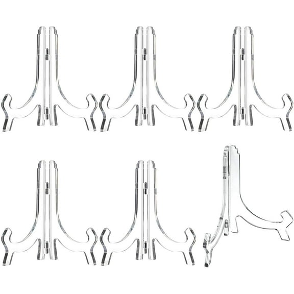 6 Pack 7 Inch Acrylic Easel Stand, Clear Plate Stands for Display