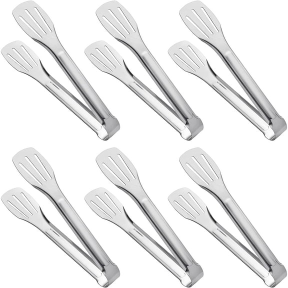 6 Pack 7 Inch Stainless Steel Serving Tongs, Mini Buffet Food Clips for Kitchen Catering
