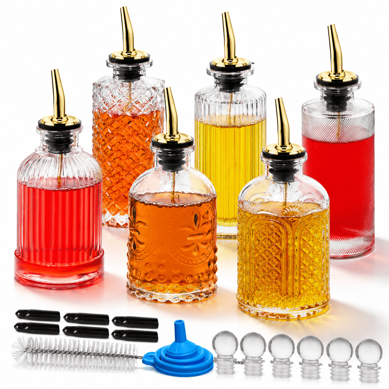Sticker Machine Syrup Bottles 6 Pack 7 Oz Glass Coffee Syrup Dispenser Bottles with Metal Pour Spouts ...