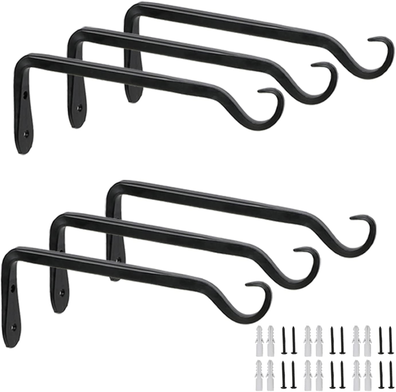 Black Heavy Duty Iron Wall Mount Plant Hanger Bracket Set