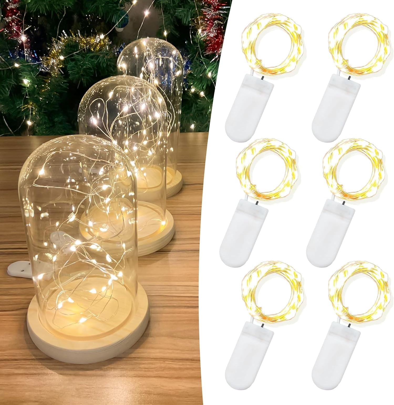 6 Pack 7FT 20 LED Operated Fairy Lights, Warm White Mini String Lights ...
