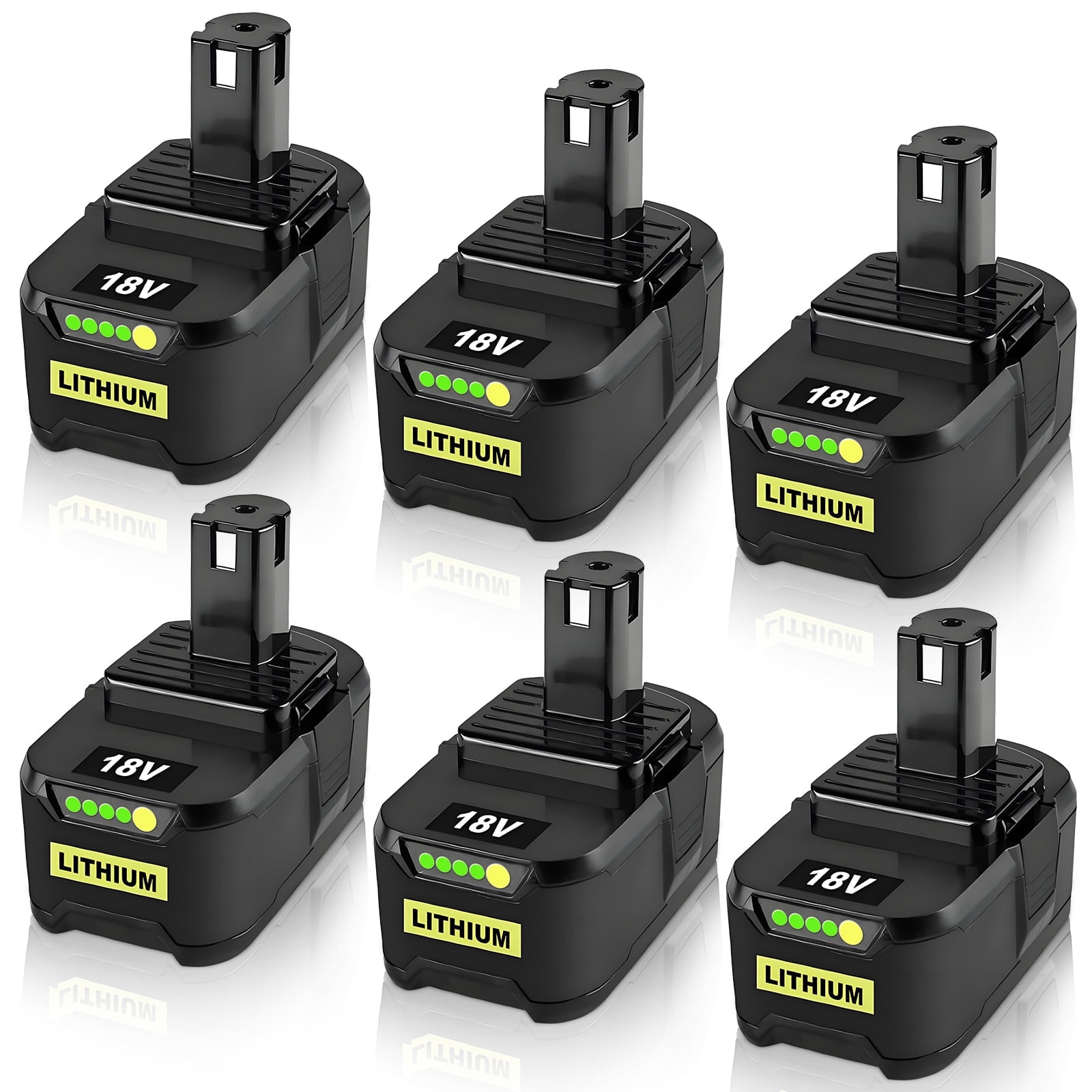 6 Pack 8.0Ah Battery Replacement for Ryobi 18V Battery Fits for Ryobi Battery 18V Compatible with Ryobi Battery Overcharge Protection P102 P103 P104 P105 P107 P108 P109 P190 P122