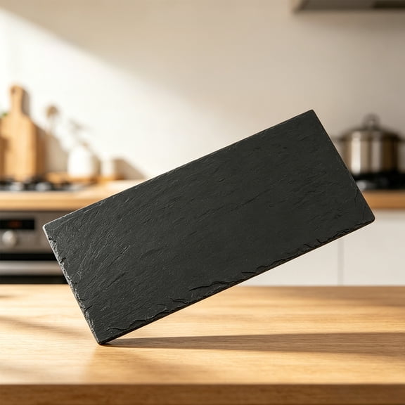 6 Pack 84 Inch Natural Black Slate Serving Plates, Rectangular Slate Cheese Boards with Natural Edges for Sushi, Appetizer, Charcuterie, Restaurant & Party Food Display Trays