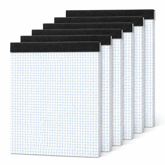 6 Pack 8.5 x 11.75 4x4 Quad Grid Graph Paper, 30 Sheets Per Pad