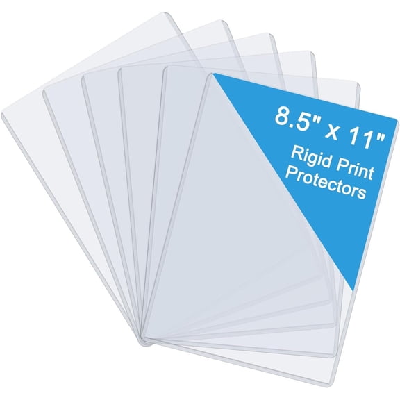 6 Pack 8.5" x 11" Rigid Print Protectors, Clear Hard Plastic Page Sheet Protectors, Paper Sleeves Photo Plastic Sleeves Document Holder Birth Certificate Protector
