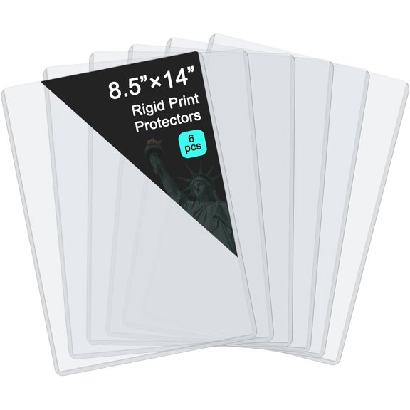 6 Pack 8.5" x 14" Rigid Print Protectors, Rigid Sheet Protectors - Durable PVC Document Protectors, Plastic Sleeves for Photos, Prints, and Menu Covers Document Holder Birth Certificate Protector