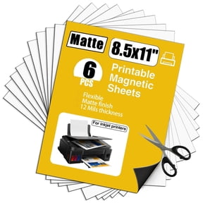 6 Pack 8.5"x11" Printable Magnetic Sheets for Inkjet Printer, Flexible Matte Magnet Paper