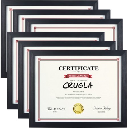 6 Pack 8.5x11 Picture Frame Diploma Certificate Document Award Black, Wall or Tabletop