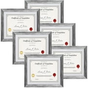 6 Pack 8.5x11 Picture Frames, Grey Certificate Frame Horizontal or Vertical for Wall or Tabletop Display,Award Diploma