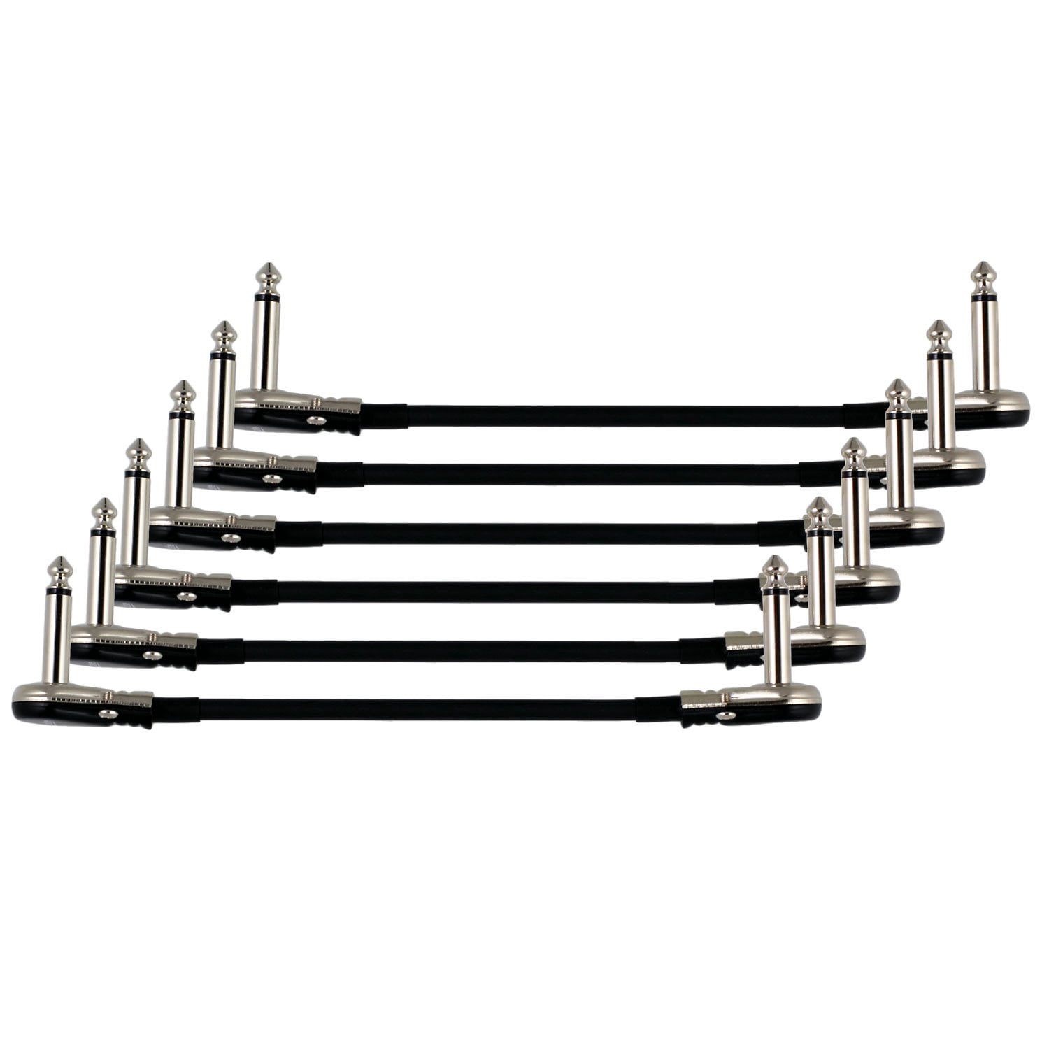 6-Pack 8" Castline Silver Mogami 2319 Guitar Pedal Board Patch Cable TS Low Profile Pancake Connector