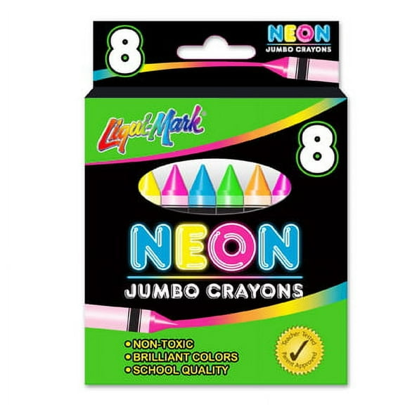6 Pack - 8 Count NEON Jumbo Crayons - Assorted Colors