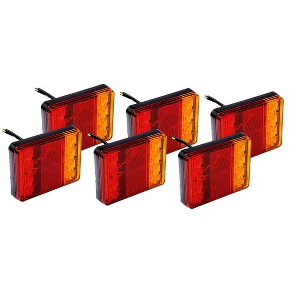 6 Pack 8 LED 12V Multi-Function Waterproof Truck Trailer Taillights Brake Indicator Reverse Warning Lights