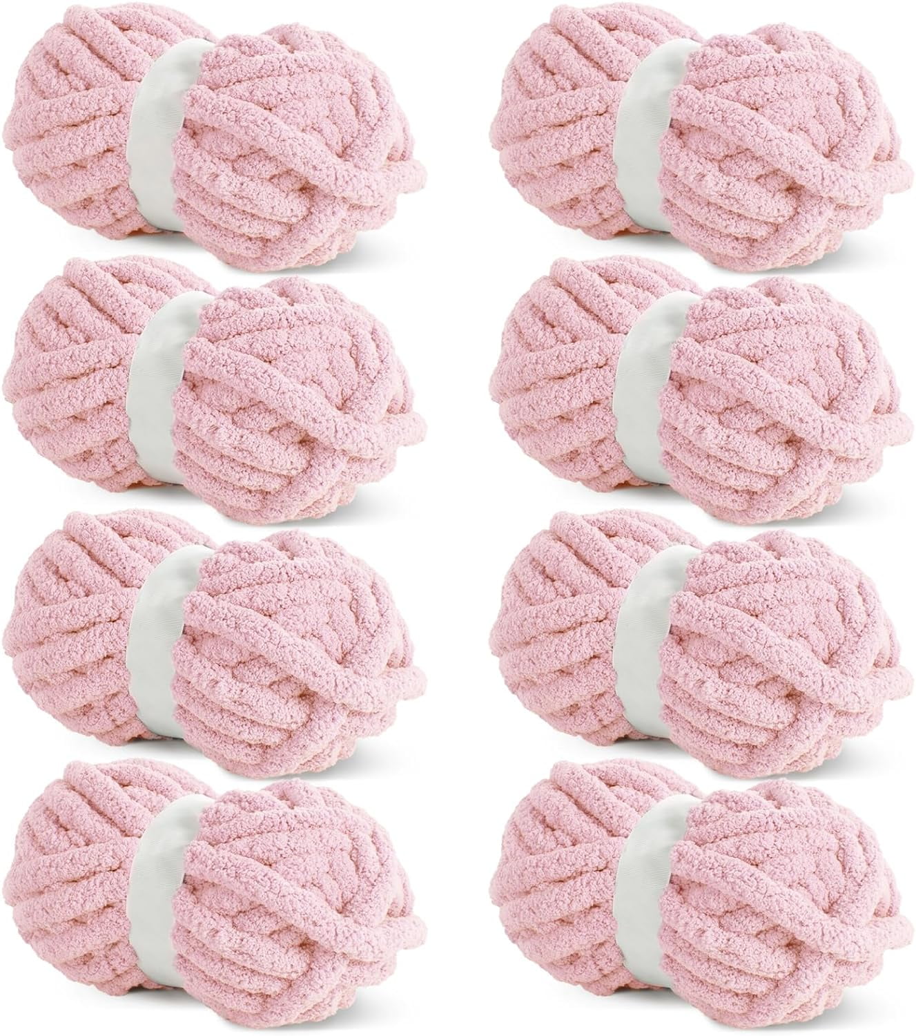 6 Pack/ 8 Pack Chunky Chenille Yarn for Crocheting, Bulky Thick Fluffy Yarn for Knitting, Bulky Chunky Yarn for Hand Knitting Blanket, Super Soft Plush Yarn (27yds Each Skein)