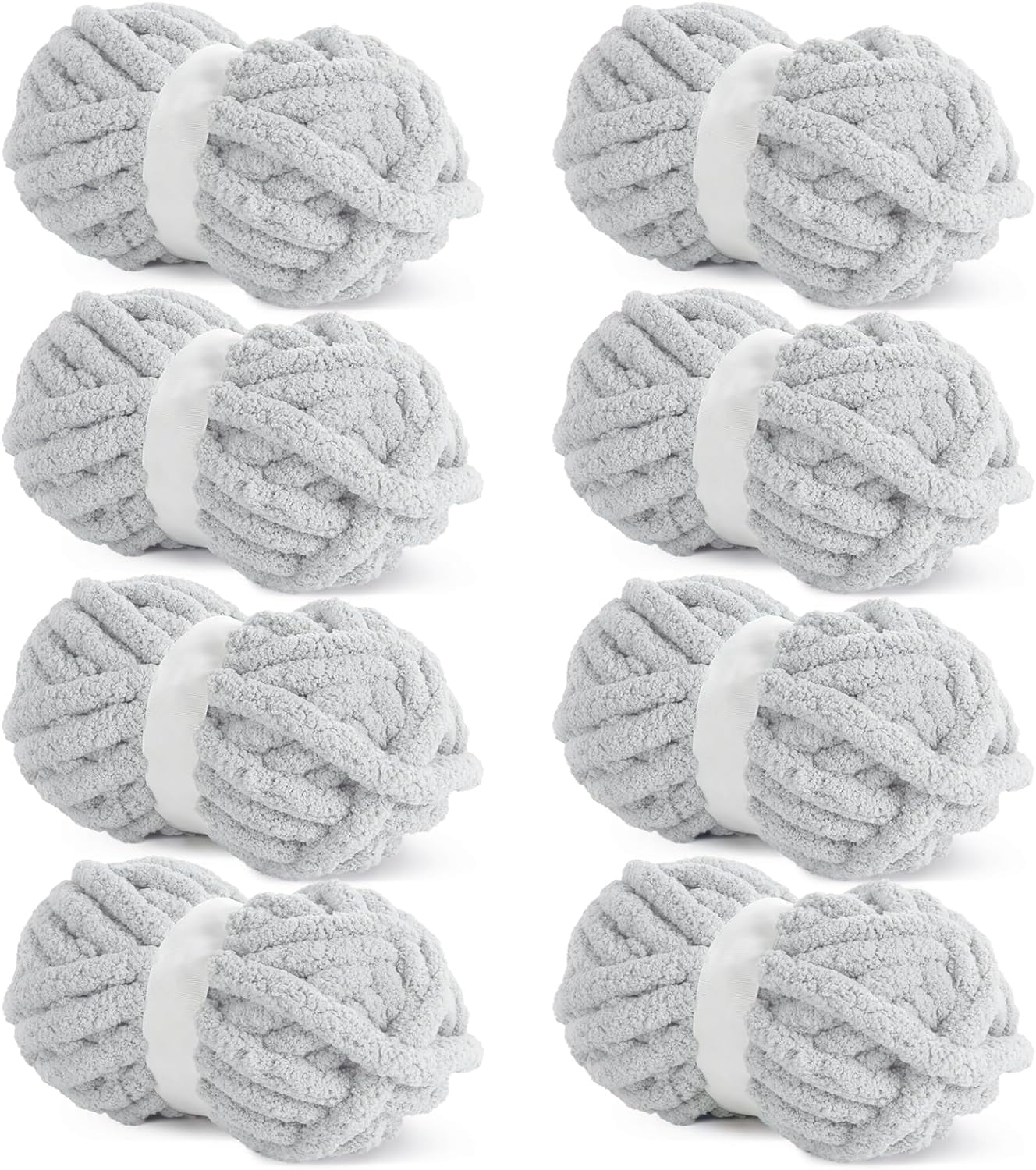 6 Pack/ 8 Pack Chunky Chenille Yarn for Crocheting, Bulky Thick Fluffy Yarn for Knitting, Bulky Chunky Yarn for Hand Knitting Blanket, Super Soft Plush Yarn (27yds Each Skein)