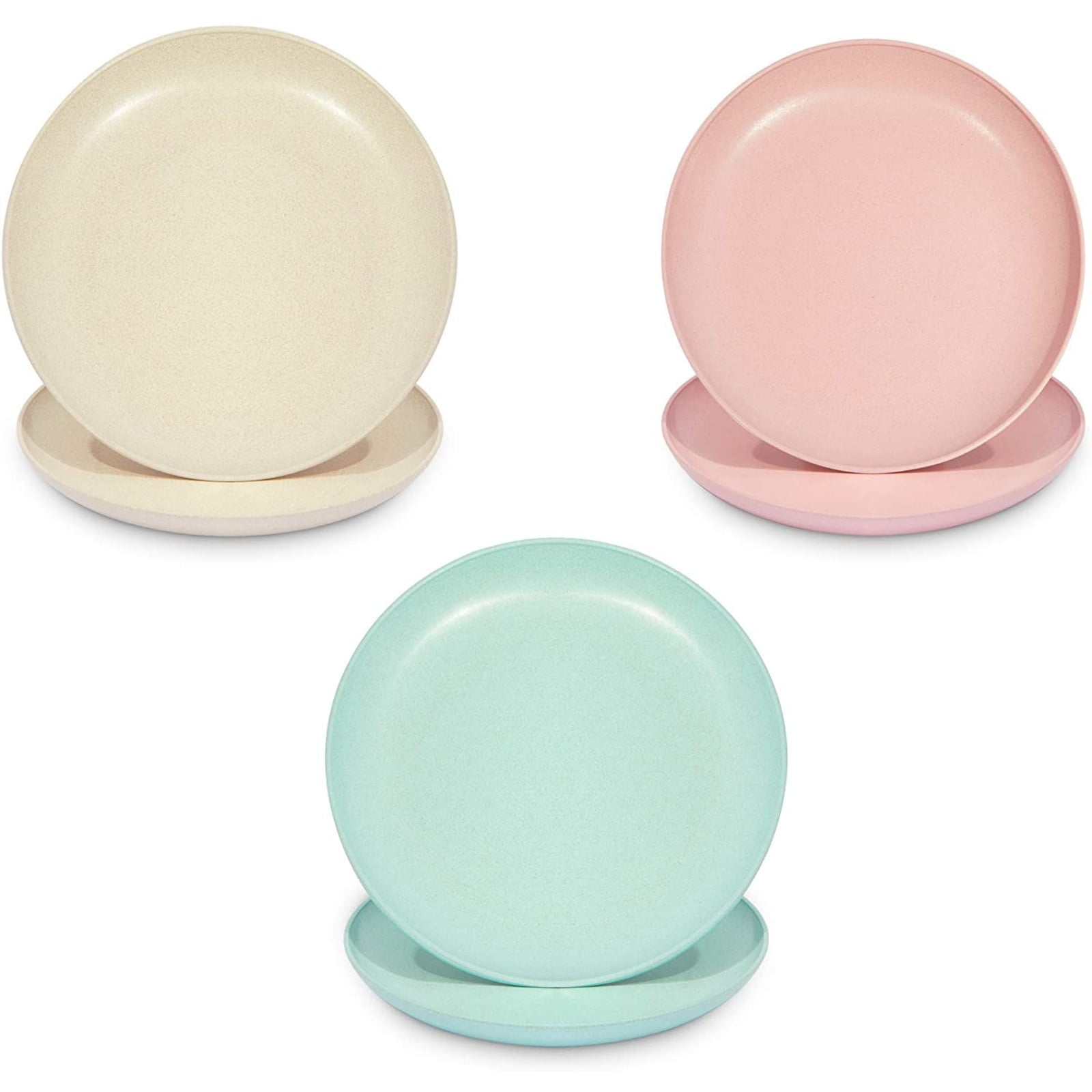 Set of 6 Multicolor Wheat Straw Microwave-Safe Dinner Plates