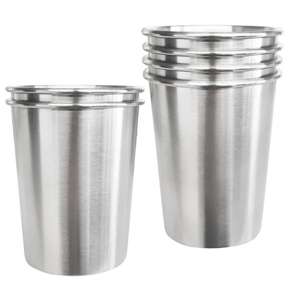 6 Pack 9 oz Stainless Steel Kids Cups, Children's Pint Cups, Stackable Metal Cups, Shatterproof Drinking Glasses