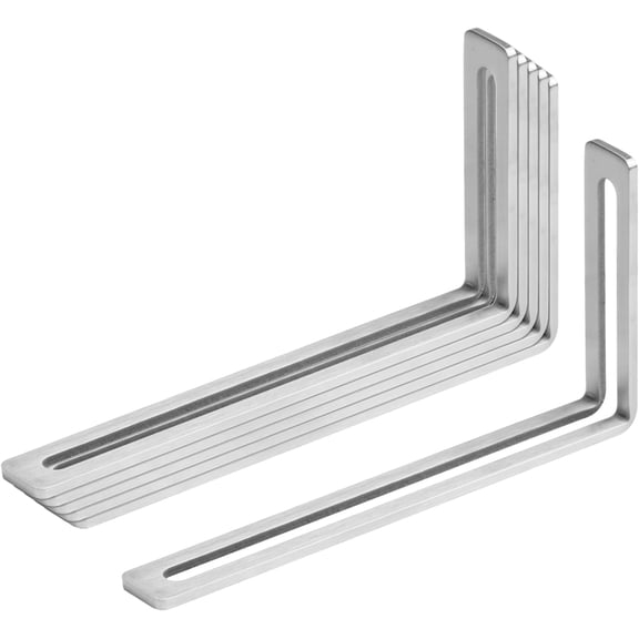 6 Pack 8" x 1" x 4" Adjustable Slotted L Angle Brackets, Stainless Steel | Slot for 3/8" Bolt