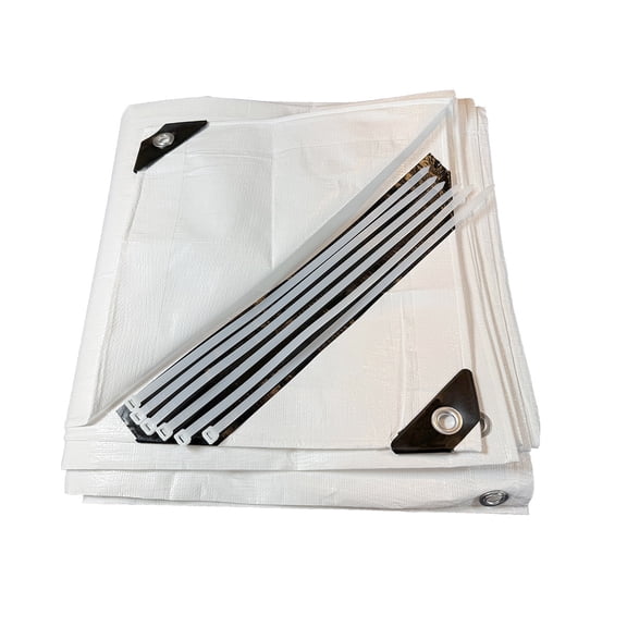 6 Pack 8 x 10 ft Heavy Duty White Tarps, 160 GSM (10 mil) thick. Waterproof, UV-resistant, and tear-resistantperfect for outdoor covers, camping, roofing, and construction use