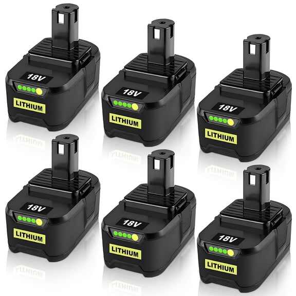 6 Pack 8000mAh Compatible with Ryobi Battery Replacement for Ryobi 18V Battery Fits for Ryobi Battery 18V High Performance Outdoor Tool P102 P103 P104 P105 P107 P108 P109 P190 P122