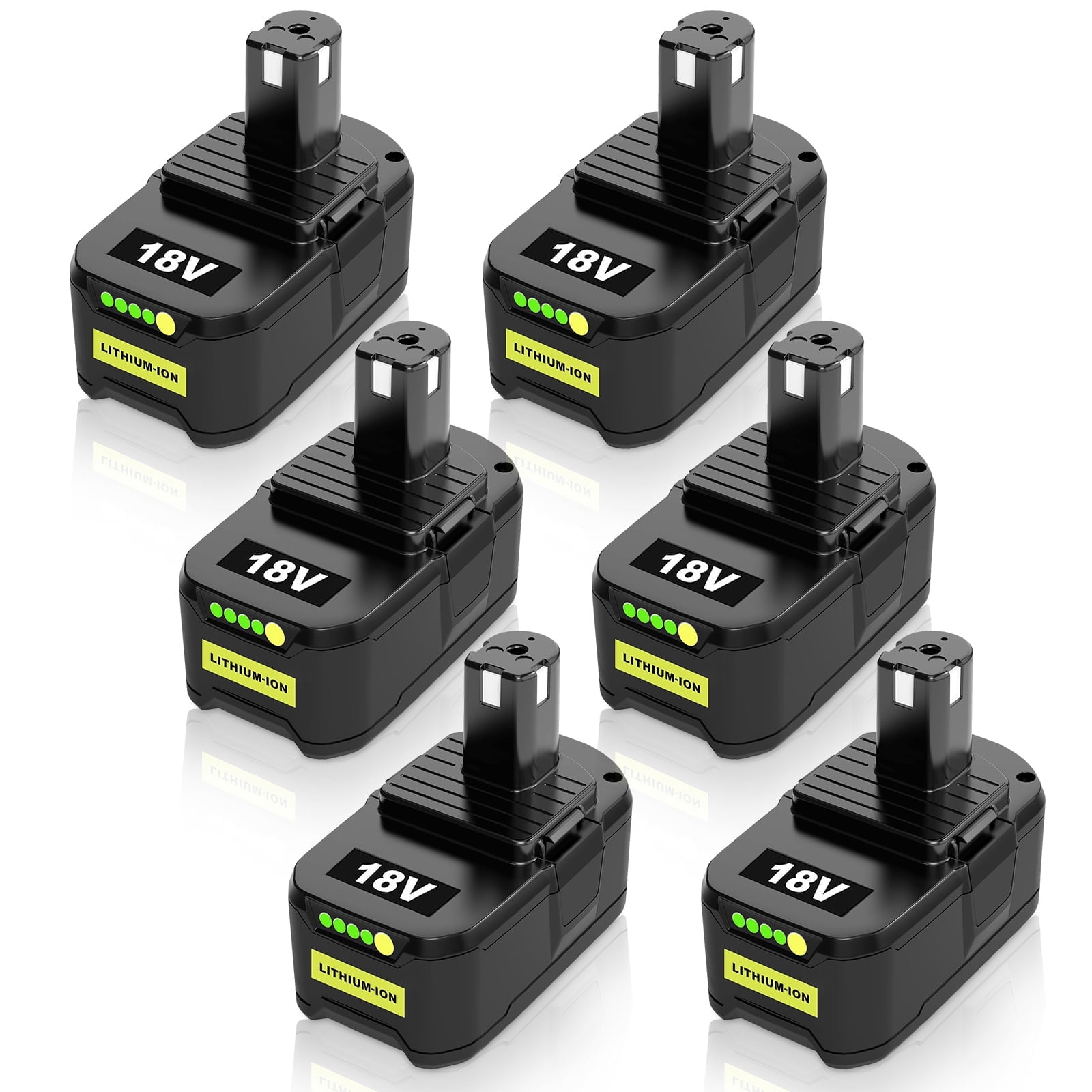 6 Pack 8000mAh Replacement for Ryobi 18V Battery Compatible with Ryobi Battery Fits for Ryobi Battery 18V Reliability&Outdoor Equipment P102 P103 P104 P105 P107 P108 P109 P190 P122