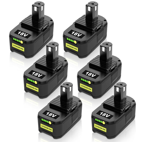 6 Pack 8000mAh Replacement for Ryobi 18V Battery Compatible with Ryobi Battery Fits for Ryobi Battery 18V Reliability&Outdoor Equipment P102 P103 P104 P105 P107 P108 P109 P190 P122