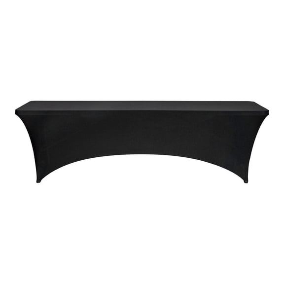 6 Pack 8FT Rectangular Fitted Stretch Black Tablecloth Wrinkle Resistant Washable Spandex Cover for Party Wedding Cocktail Banquet Festival Events
