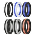 thumbnail image 1 of 6 Pack 8mm Stylish Two-tone Silicone Ring for Men Durable Wedding Band Size 7-11, 1 of 4