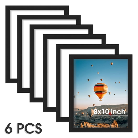 6 Pack 8x10 Picture Frames, Black Photo Frames Display Picture Frame Set for Home, Office, Gallery, Wall Decor